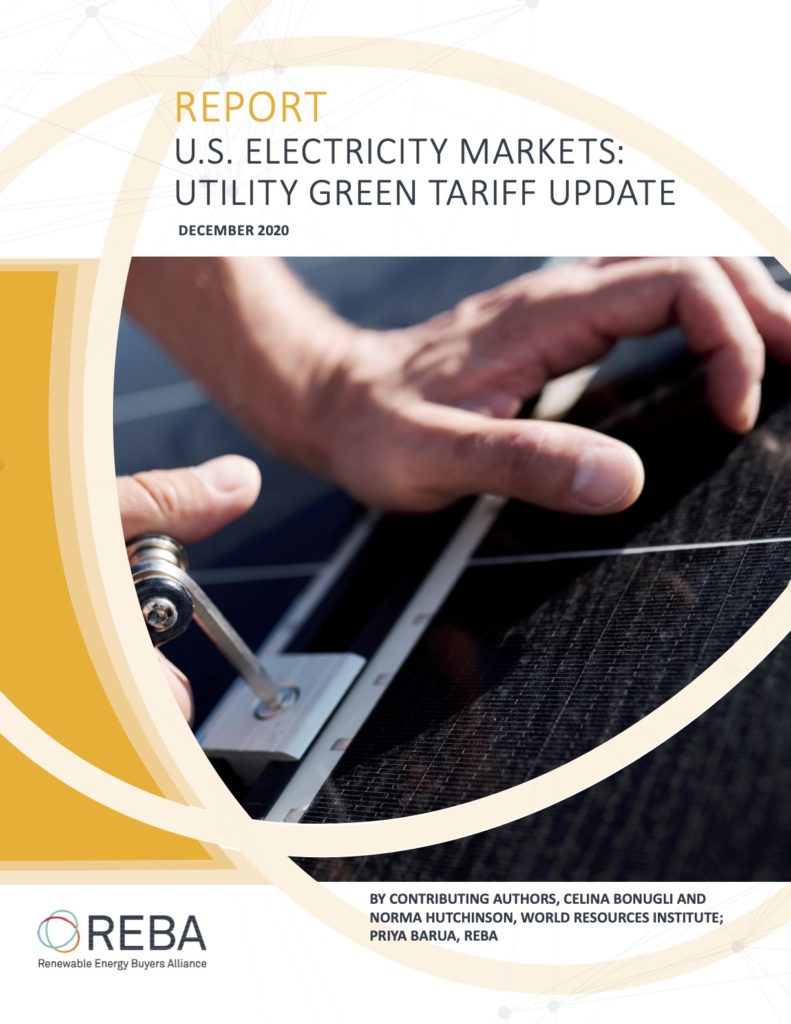 Cover of December 2020 US Electricity Markets Green Tariffs Report